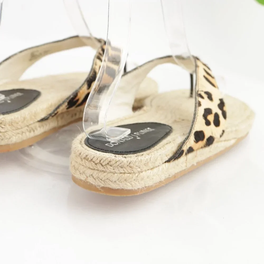 Donald Pliner Womens Kyla Sandal Size 8 Brown Leopard Pony Hair Thong Slide Shoe - Picture 4 of 12
